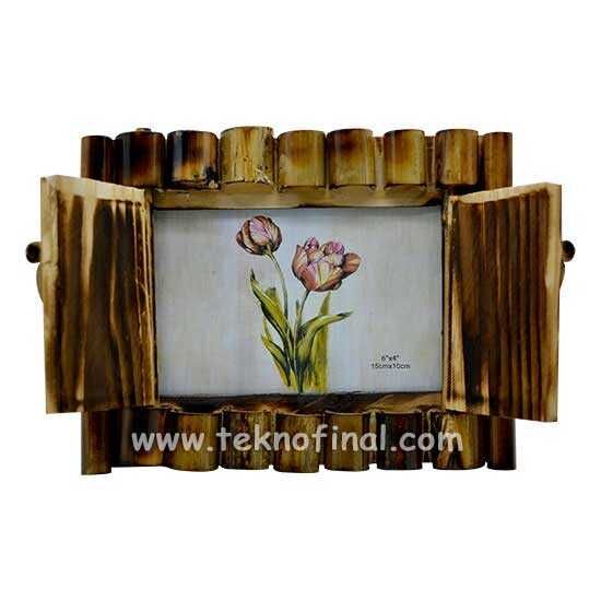 Kapaklı Yatay Bambu Fotoğraf Çerçevesi - 10x15 - 1