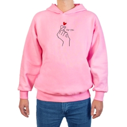 Kapşonlu Pembe Sweatshirt - 3