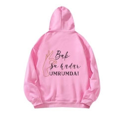 Kapşonlu Pembe Sweatshirt - 6