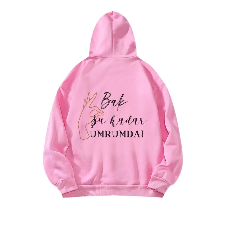 Kapşonlu Pembe Sweatshirt - 6