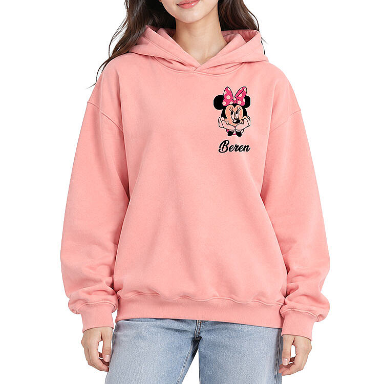 Kapşonlu Pembe Sweatshirt - 2