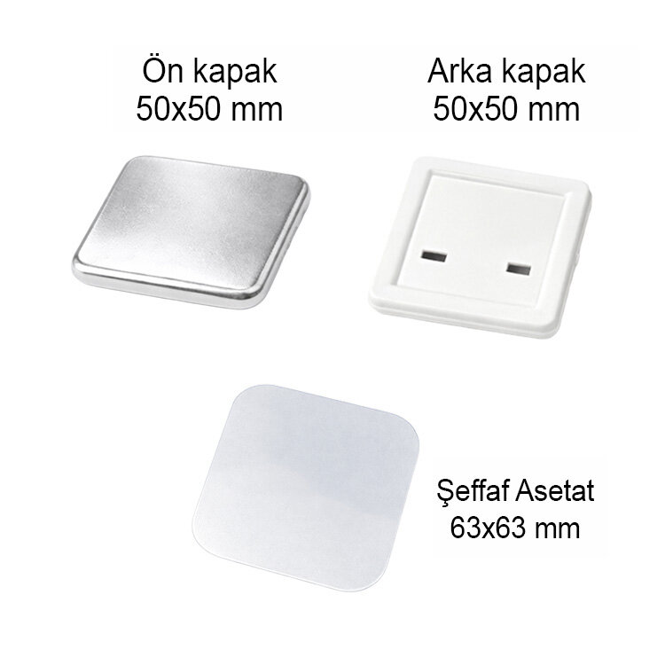 Kare Buton Rozet Malzeme Seti 50mm - 100 Adet - 3