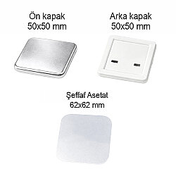 Kare Buton Rozet Malzeme Seti 50mm - 100 Adet - Yeni Tip V2 - 3