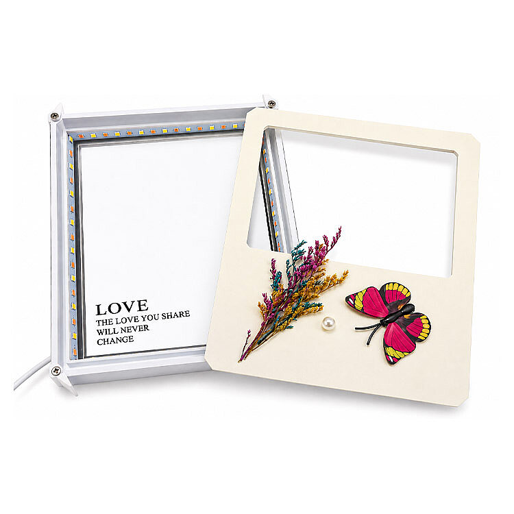 Kelebek ve Kuru Çiçekli Led Işıklı Fotoğraf Çerçevesi - 5