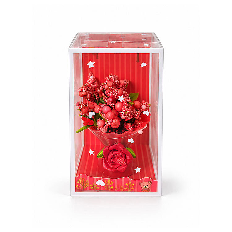 Kırmızı Mini Çiçek Buketi - 12'li Kutulu Set - 2
