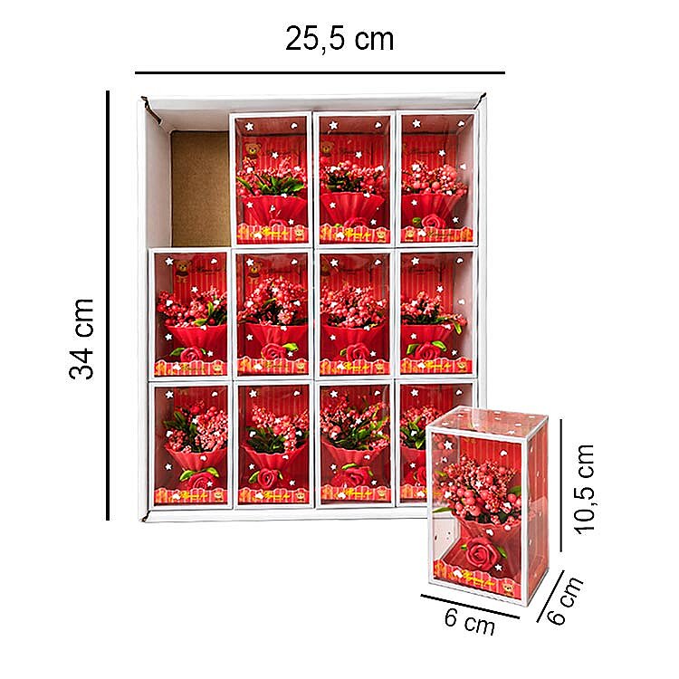Kırmızı Mini Çiçek Buketi - 12'li Kutulu Set - 4