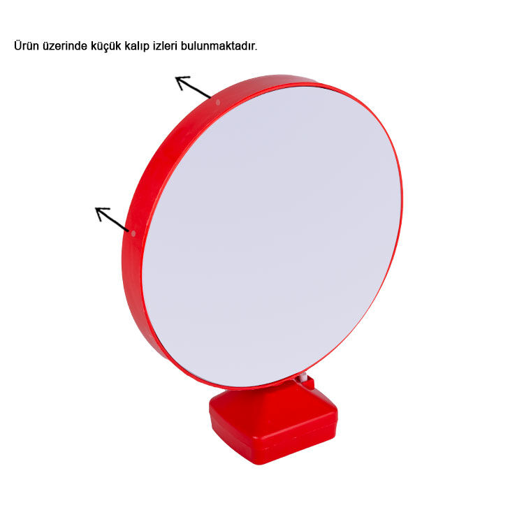 Kırmızı Yuvarlak Sihirli Ayna - Led Işıklı Çerçeve - 3