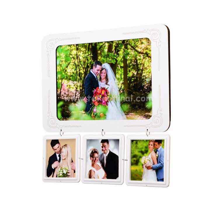 Vıntage 3+1 Kolaj Çoklu Fotoğraf Çerçevesi 26,5X26,5 Cm - 1