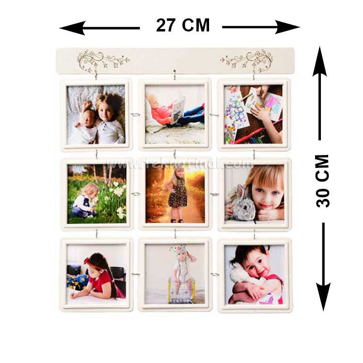 Vıntage 9'lu Kolaj Çoklu Dikey Fotoğraf Çerçevesi 27x30 - 3