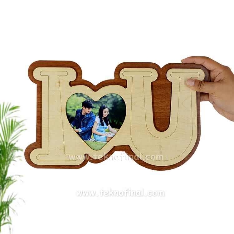 Large Wooden I Love You Photo Frame