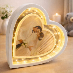 Led Işıklı Fotoğraflı Kalpli Büyük Sihirli Ayna - 3