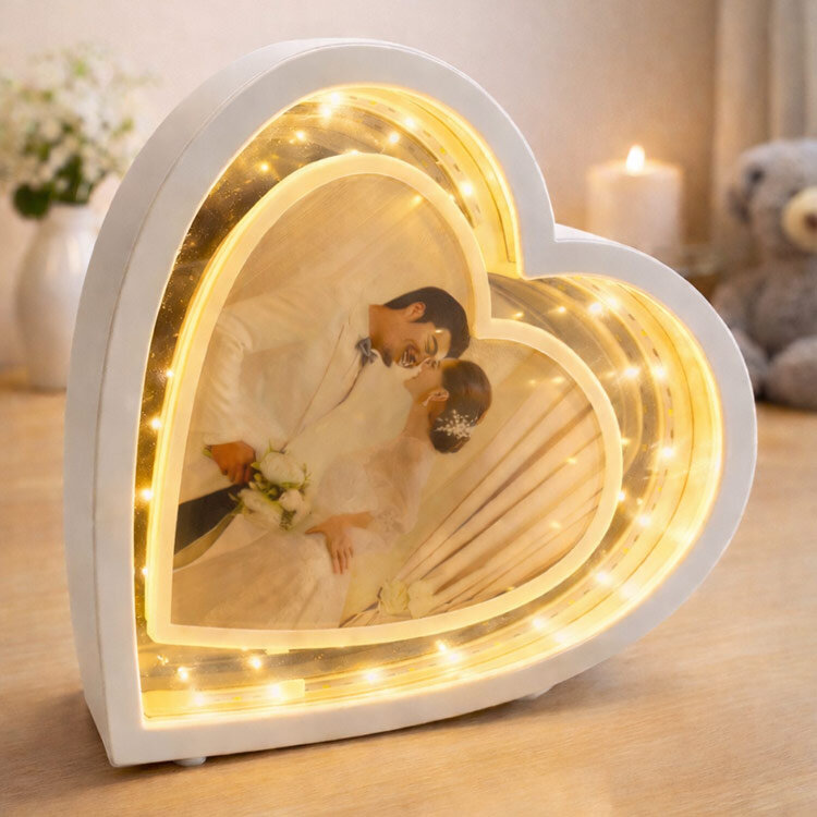 Led Işıklı Fotoğraflı Kalpli Büyük Sihirli Ayna - 3