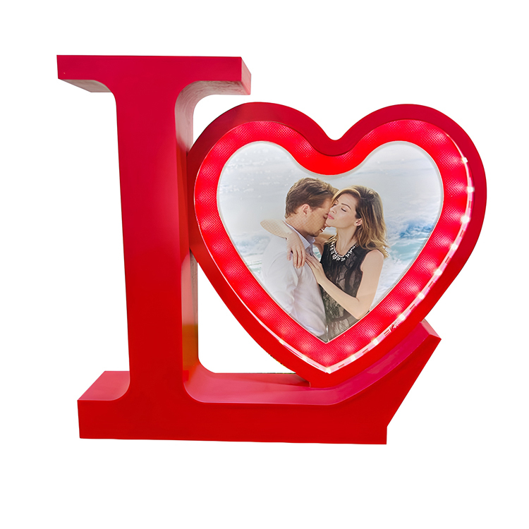 Led Işıklı Fotoğraflı Love Kalpli Dekoratif Sihirli Ayna - 5