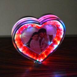 Led Işıklı Güllü Kalpli Fotoğraf Çerçeve - 9