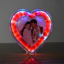 Led Işıklı Güllü Kalpli Fotoğraf Çerçeve - 11