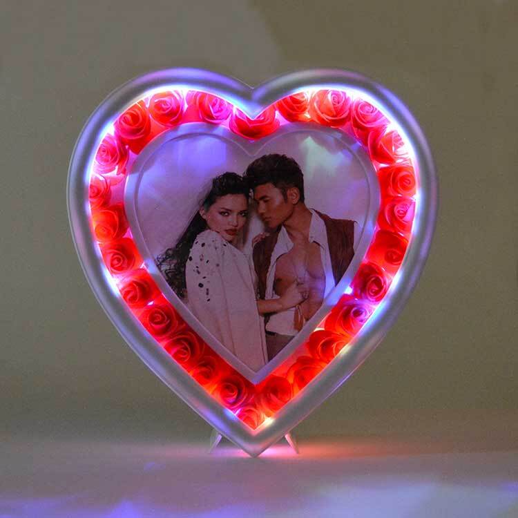 Led Işıklı Güllü Kalpli Fotoğraf Çerçeve - 2