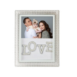 Led Işıklı İnci Taşlı Love Kristal Fotoğraf Çerçevesi - 20x25cm - 1