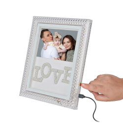 Led Işıklı İnci Taşlı Love Kristal Fotoğraf Çerçevesi - 20x25cm - 6