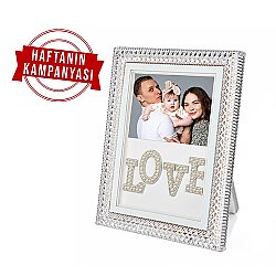 Led Işıklı İnci Taşlı Love Kristal Fotoğraf Çerçevesi - 20x25cm - NobbyStar