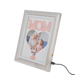Led Işıklı İnci Taşlı Mom Kristal Fotoğraf Çerçevesi - 20x25cm - 6