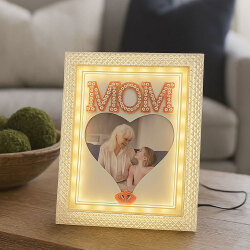 Led Işıklı İnci Taşlı Mom Kristal Fotoğraf Çerçevesi - 20x25cm - 2