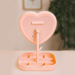 Led Işıklı Pembe Kalpli Organizer Makyaj Aynası - 3