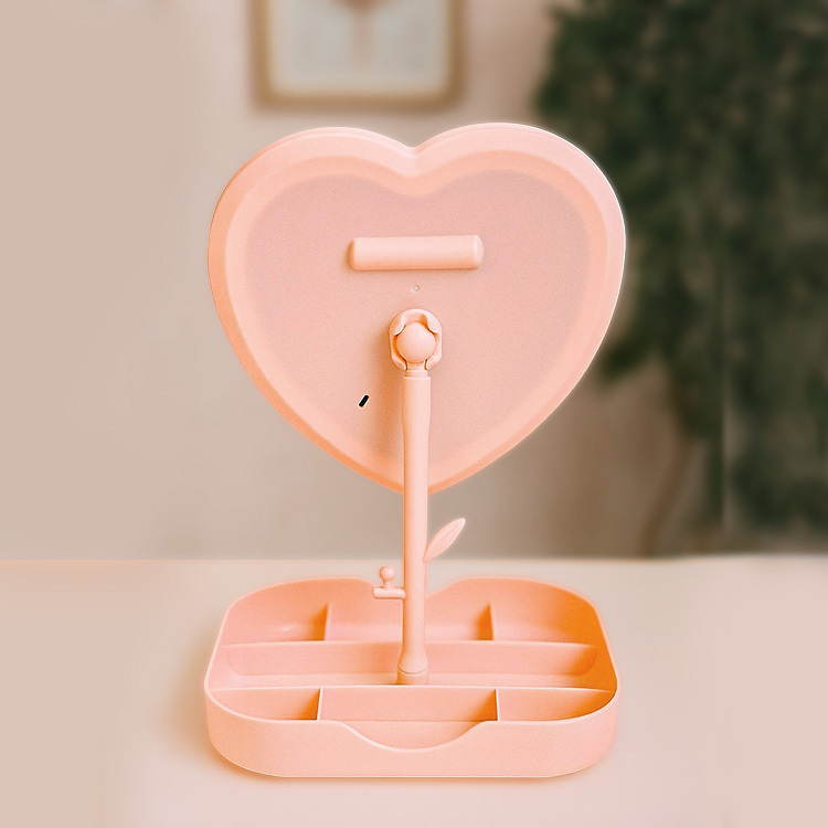 Led Işıklı Pembe Kalpli Organizer Makyaj Aynası - 3