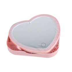 Led Işıklı Pembe Kalpli Organizer Makyaj Aynası - 5