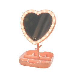 Led Işıklı Pembe Kalpli Organizer Makyaj Aynası - 4