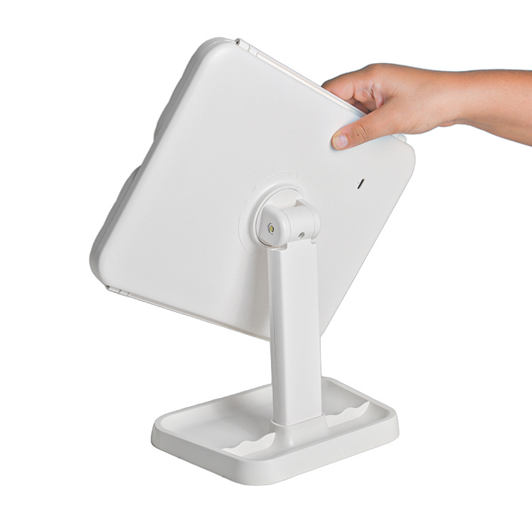 LED Işıklı Katlanabilir Şarjlı Beyaz Makyaj Aynası - 5
