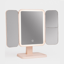 LED Işıklı Katlanabilir Şarjlı Pembe Makyaj Aynası - 3