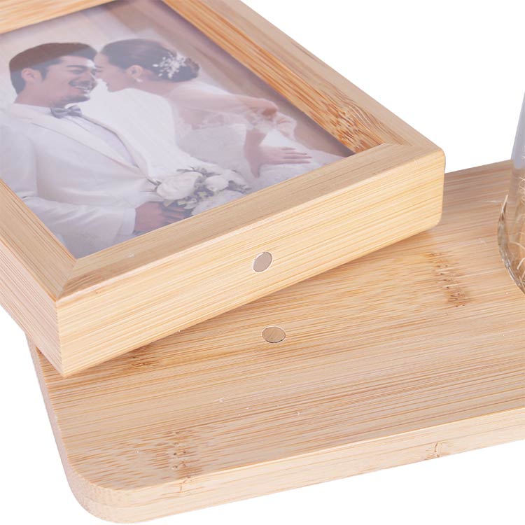 LED'li Ahşap Güllü Cam Fanus Çerçeve - 4