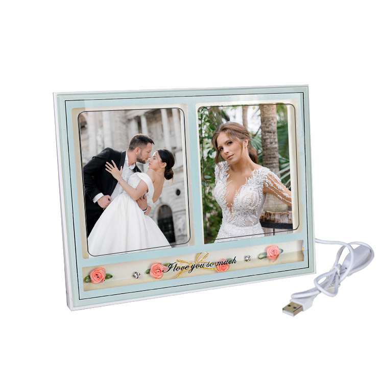 Ledli Işıklı Çift Fotoğraflı Çerçeve - 20x25cm - 1