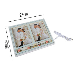 Ledli Işıklı Çift Fotoğraflı Çerçeve - 20x25cm - 2