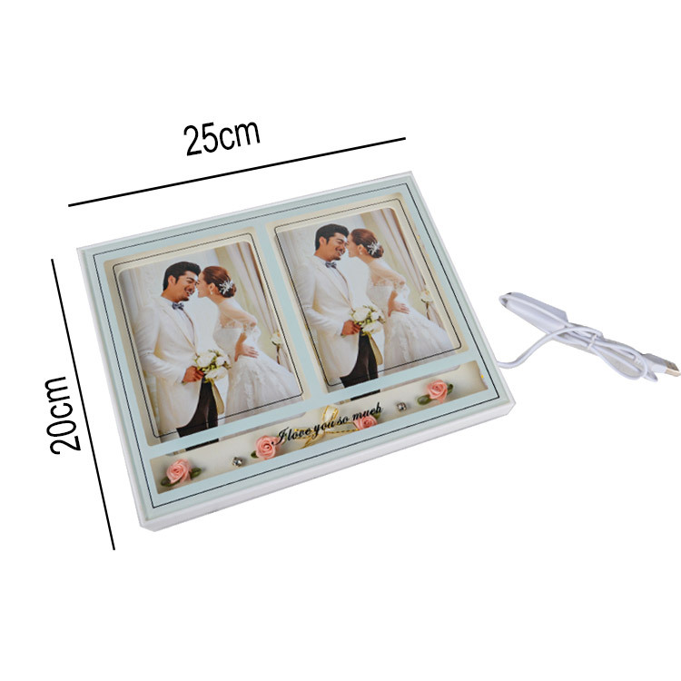 Ledli Işıklı Çift Fotoğraflı Çerçeve - 20x25cm - 2