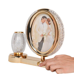 Ledli Kristal Vazolu Fotoğraf Çerçevesi - 25x28cm - 9