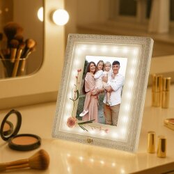 Ledli Pembe Çiçekli Fotoğraf Çerçevesi - 18x23cm - NobbyStar (1)