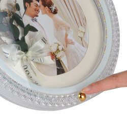 Ledli Yuvarlak Çiçek Buketi Fotoğraf Çerçevesi - 23cm - 4