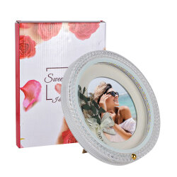 Ledli Yuvarlak Çiçek Buketi Fotoğraf Çerçevesi - 23cm - 5