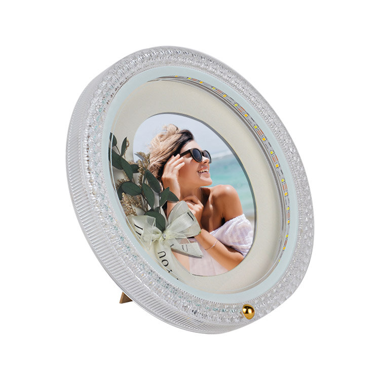 Ledli Yuvarlak Çiçek Buketi Fotoğraf Çerçevesi - 23cm - 1