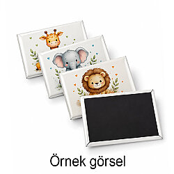 Magnetli Dikdörtgen Buton Rozet Malzeme Seti 80x53mm- 100 adet - Goldpix (1)
