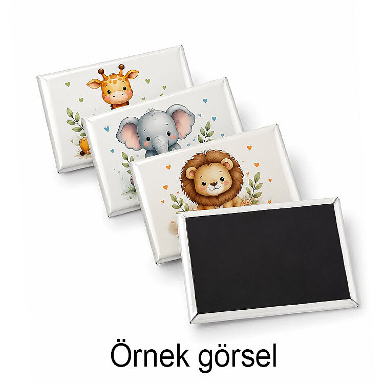 Magnetli Dikdörtgen Buton Rozet Malzeme Seti 80x53mm- 100 adet - 2