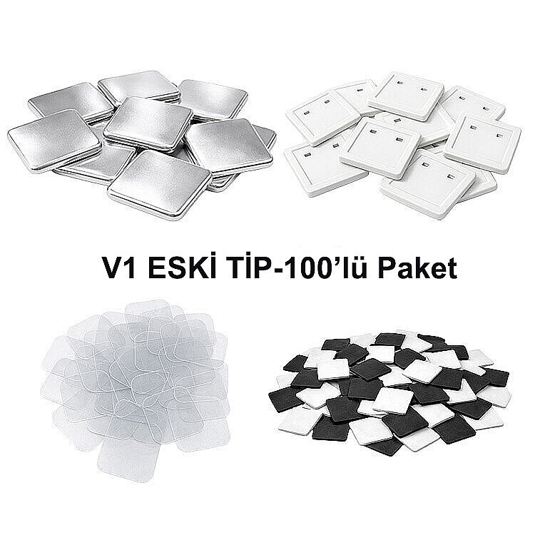 Magnetli Kare Buton Rozet Seti 50 mm - 100 Adet - Eski Tip V1 - 1