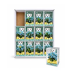Mavi Çiçekli Mini Ayıcık - 12'li Kutulu Set - NobbyStar