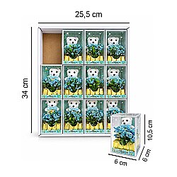 Mavi Çiçekli Mini Ayıcık - 12'li Kutulu Set - 4