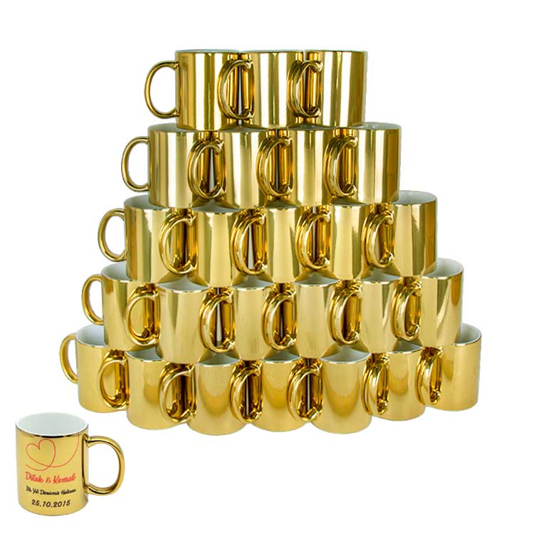 Süblimasyon Aynalı Gold - Altın Metalik Kupa Bardak - 1