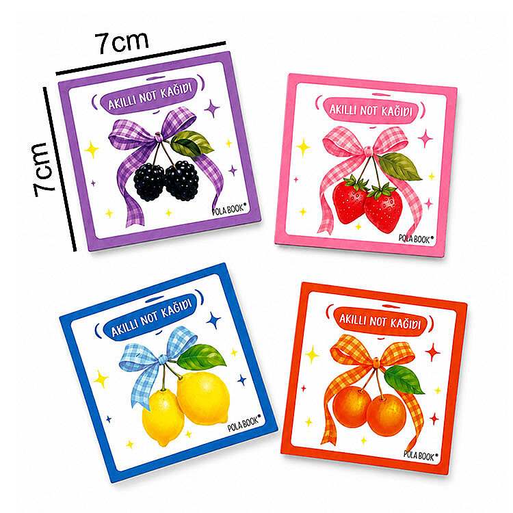 Meyveli Mini Akıllı Not Kağıdı 100 Yaprak Yapışkanız Post-it - 4'lü Paket - 3
