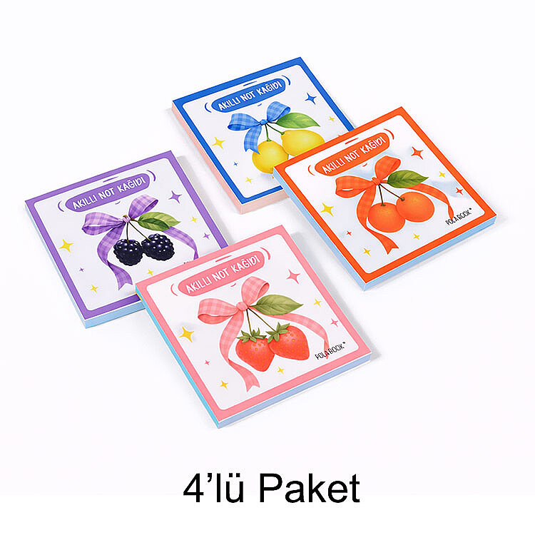 Meyveli Mini Akıllı Not Kağıdı 50 Yaprak Yapışkanız Post-it - 4'lü Paket - 11