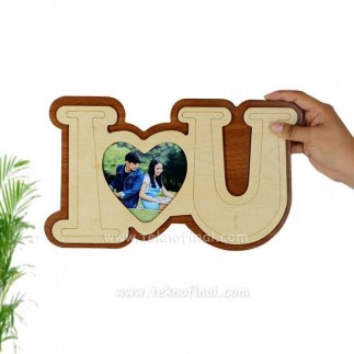 Middle Wooden I Love You Photo Frame - Thumbnail