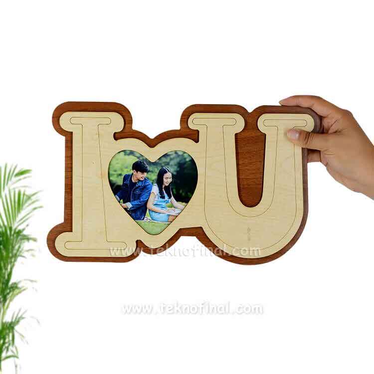 Middle Wooden I Love You Photo Frame